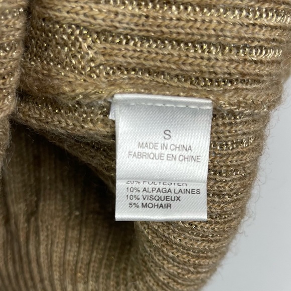 Vera Wang Lavender Label Camel Crewneck Ribbed Wool Alpaca Cardigan Sweater S - Picture 13 of 16